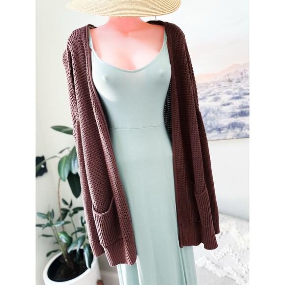 Through the Pines Slouchy Open-Front cardigan Sweater in Woodland Mocha - Picture 2 of 5